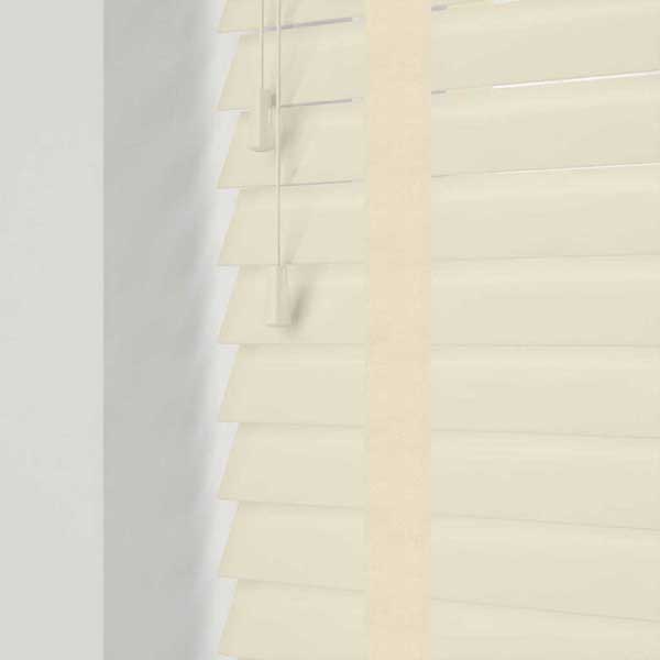 Cream Sunwood Venetian Gloss 50mm Slat Size - Flatweave Tapes