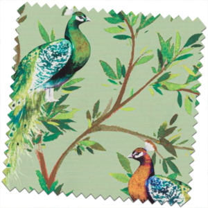 Bill-Beaumont-Sunset-Peacock-Avocado-fabric-for-made-to-measure-Roman-Blinds