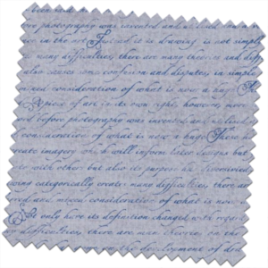 Bill-Beaumont-Tru-Blue-Calligraphy-Chambray-fabric-for-made-to-measure-Roman-Blinds