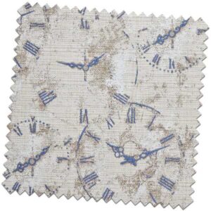 Whimsical Clocks Indigo Made to Measure Curtains