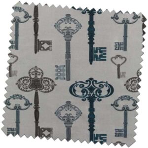Whimsical Keys Aqua Made to Measure Curtains