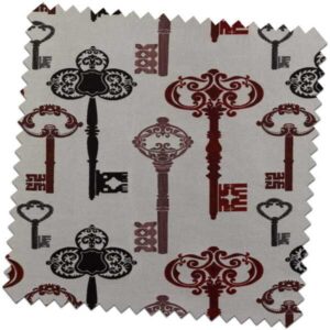 Whimsical Keys Ruby Made to Measure Curtains