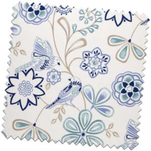 Whimsical Love Birds Aqua Made to Measure Curtains