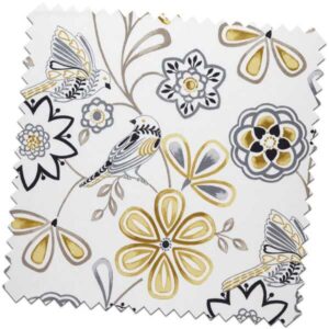 Whimsical Love Birds Ochre Made to Measure Curtains